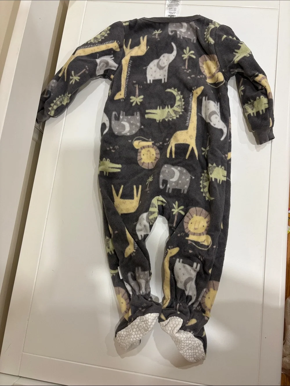 Gerber Charcoal Grey Animal Print Fleece Footed One-Piece